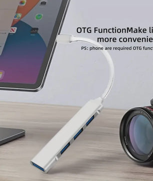 USB-C Hub 4-Poorts Multi-Splitter met OTG Functie voor Laptops en Smartphones