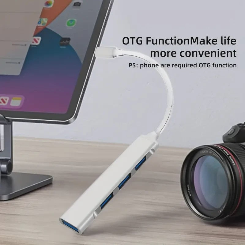 USB-C Hub 4-Poorts Multi-Splitter met OTG Functie voor Laptops en Smartphones