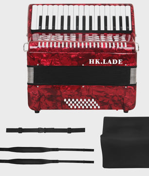 Professionele Rode Bayan Accordeon - 32 Tonen & 32 Bassen met Schapenvacht Balg en Draagband