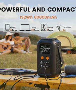CTOLITY AXP200 Power Station: 200W, 192Wh, 60000mAh Draagbare Energievoorziening met LiFePO4 Batterij