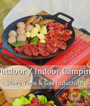 KOSUN Grillpan Rond Non-stick Maifan Steen - Indoor/Outdoor BBQ, Gas & Inductie