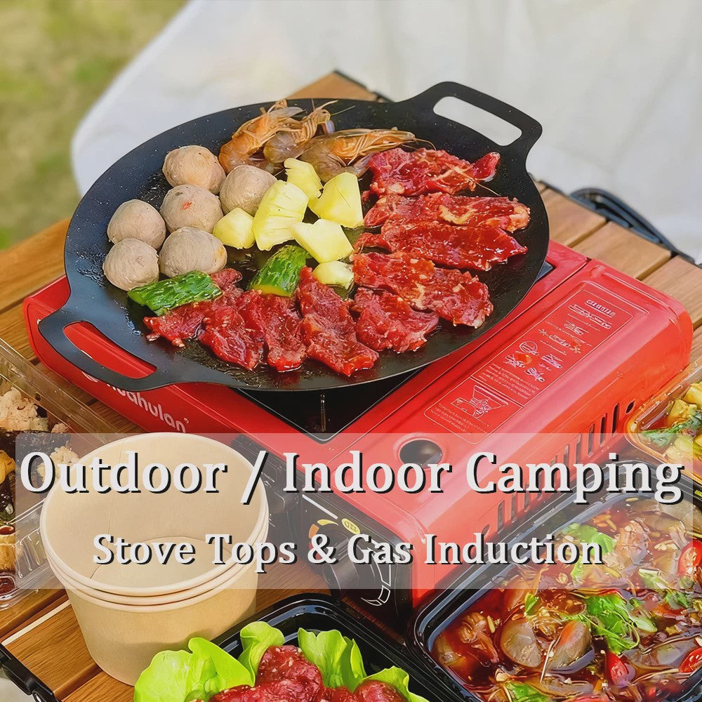 KOSUN Grillpan Rond Non-stick Maifan Steen - Indoor/Outdoor BBQ, Gas & Inductie