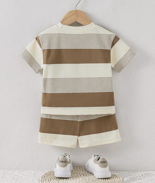 Zomerse Baby Set: Ademend Gebreid T-shirt & Short Outfit (2-delig) voor Jongens & Meisjes