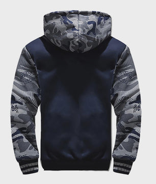 Warme Heren Winterjas met Camouflageprint en Fleece Voering - Casual Hooded Jacket