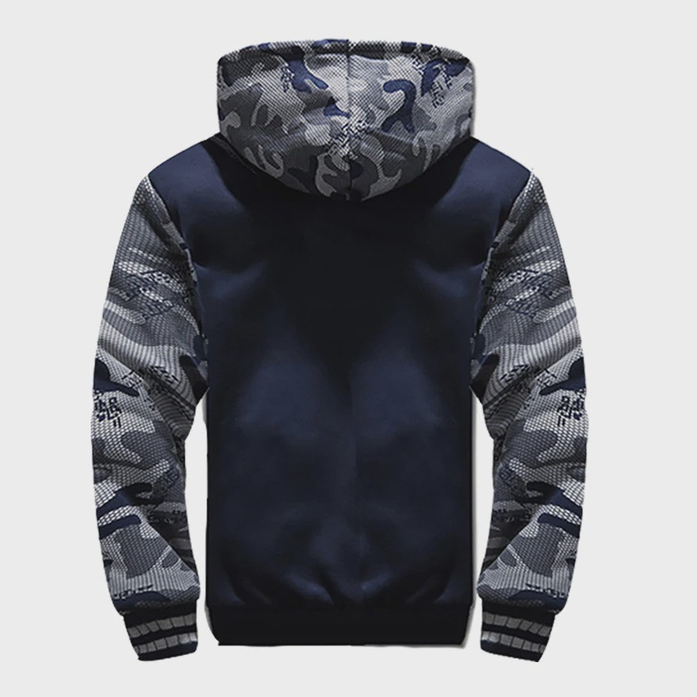 Warme Heren Winterjas met Camouflageprint en Fleece Voering - Casual Hooded Jacket
