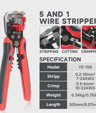 Multifunctionele Draadstripper: 5-in-1 Gereedschap voor Strippen, Knippen en Krimpen