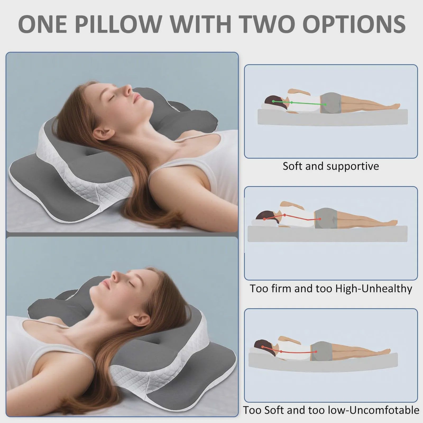 Ergonomisch Memory Foam Kussen met IJs Zijde - Nekondersteuning & Ademend