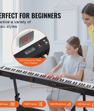 88 Toetsen Digitale Piano - Semi-Gewogen Toetsen, Draagbaar & Ideaal voor Beginners