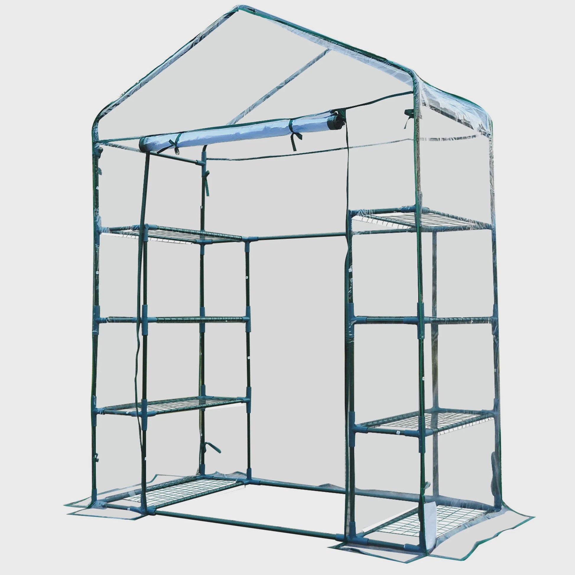 Outsunny Kweekkas Tuinkas met 4 etages - 143x73x195cm - PVC Hoes & Stalen Frame