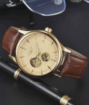 LONGLUX Heren Automatisch Skeleton Horloge - Elegant, Waterdicht & Romeinse Cijfers