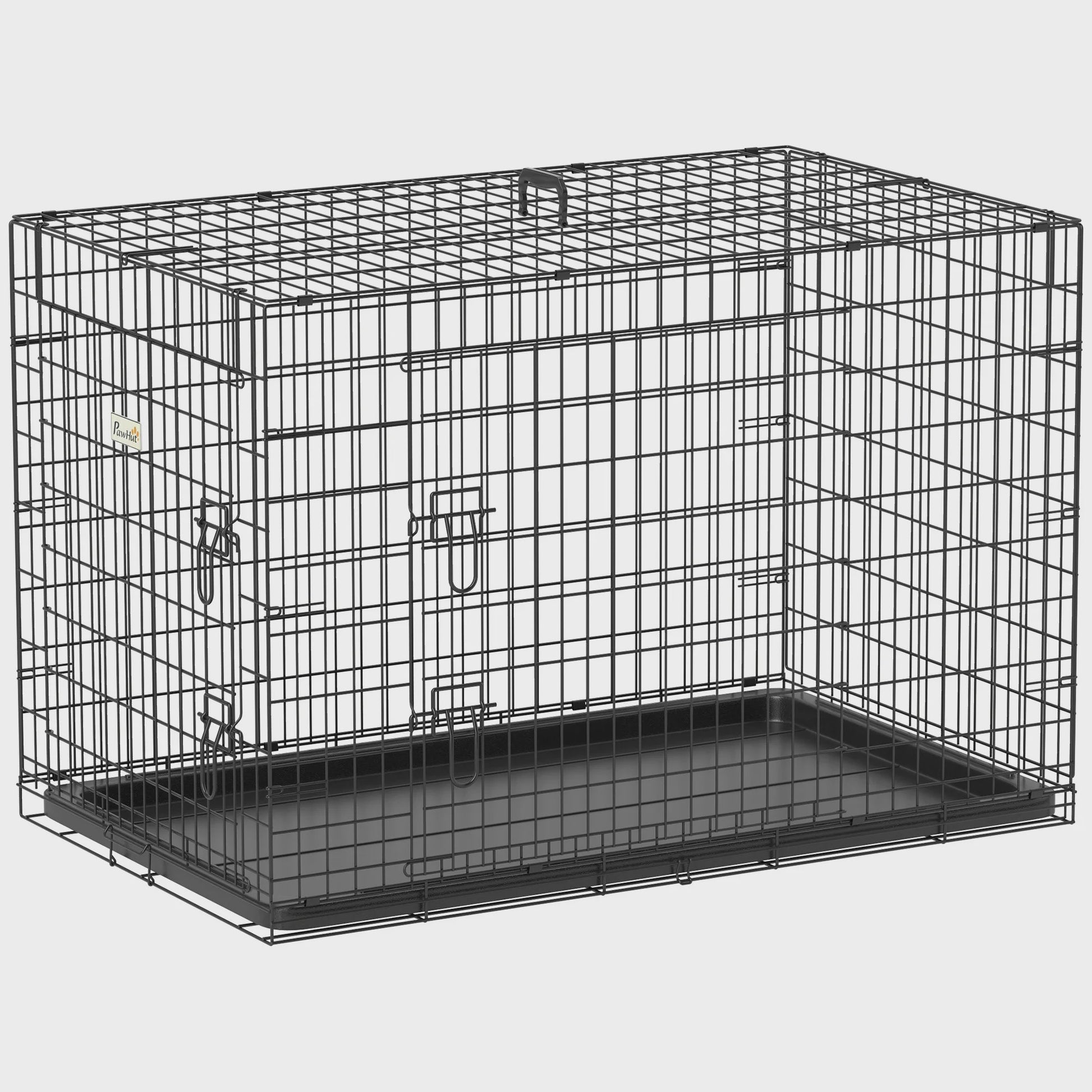 Hondenbench Pawut Zwart Metaal - Opvouwbaar, 92x57x62,5 cm