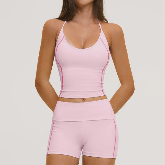 Dames Yogaset: Sportieve Outfit met BH en Cycling Shorts