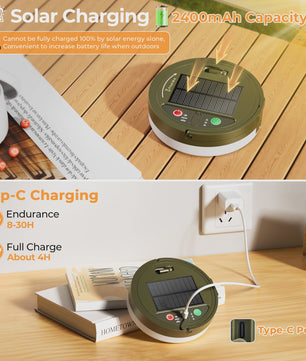 Draagbare LED Campinglamp met 13 Modi - Oplaadbaar & Zonne-energie voor Buitenfeesten en Tuindecoratie