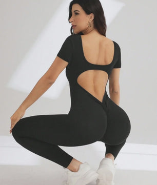 Naadloze Body met U-hals en Korte Mouwen - Optimaal voor Fitness & Gym