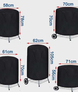 Waterdichte BBQ Hoes Rond Zwart - Heavy Duty 210D Oxford Stof voor Grill, Vuurschaal & Elektrische BBQ