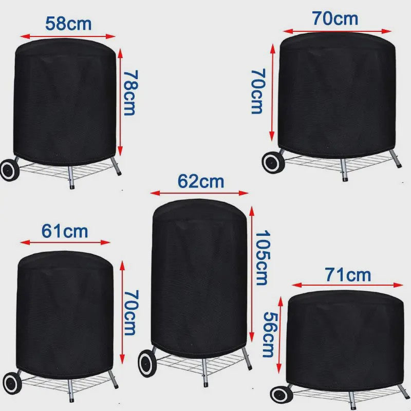 Waterdichte BBQ Hoes Rond Zwart - Heavy Duty 210D Oxford Stof voor Grill, Vuurschaal & Elektrische BBQ