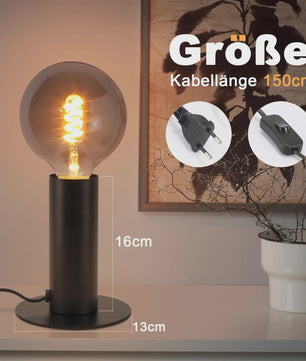 Vintage Zwarte Tafellamp E27 - Retro Sfeerlicht voor Slaapkamer & Woonkamer