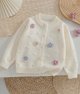 Zachte Gebreide Vestjes voor Meisjes (2-8 jaar) met Kleurrijke Bloemen - Perfect voor Herfst & Winter