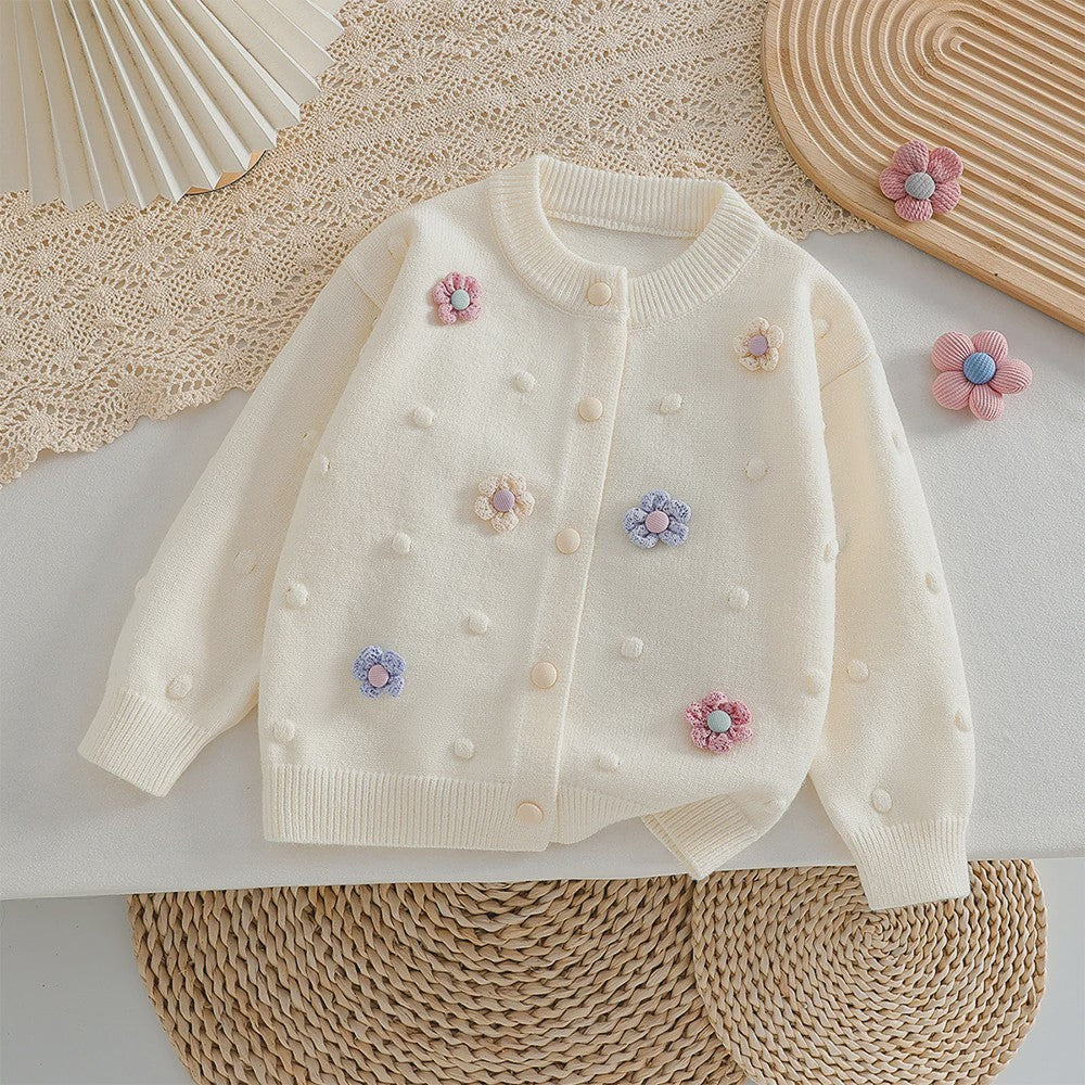 Zachte Gebreide Vestjes voor Meisjes (2-8 jaar) met Kleurrijke Bloemen - Perfect voor Herfst & Winter