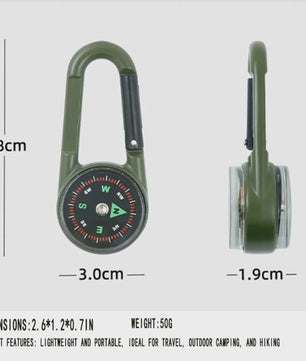 3-in-1 Kompas & Thermometer Carabiner Clip - Outdoor Survival Sleutelhanger