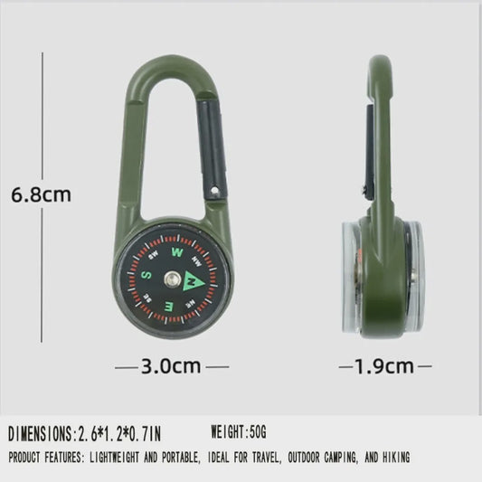 3-in-1 Kompas & Thermometer Carabiner Clip - Outdoor Survival Sleutelhanger