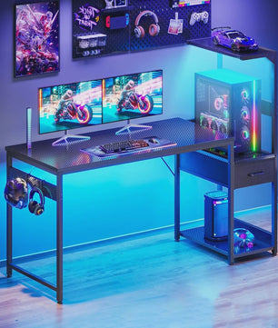 Coleshome Gaming Bureau met LED Verlichting - 138x48cm - Inclusief Lade & Opbergvak