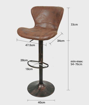 Set van 2 Retro Barstoelen met Kunstleer, Draaibaar en Verstelbaar in Hoogte