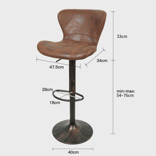 Set van 2 Retro Barstoelen met Kunstleer, Draaibaar en Verstelbaar in Hoogte