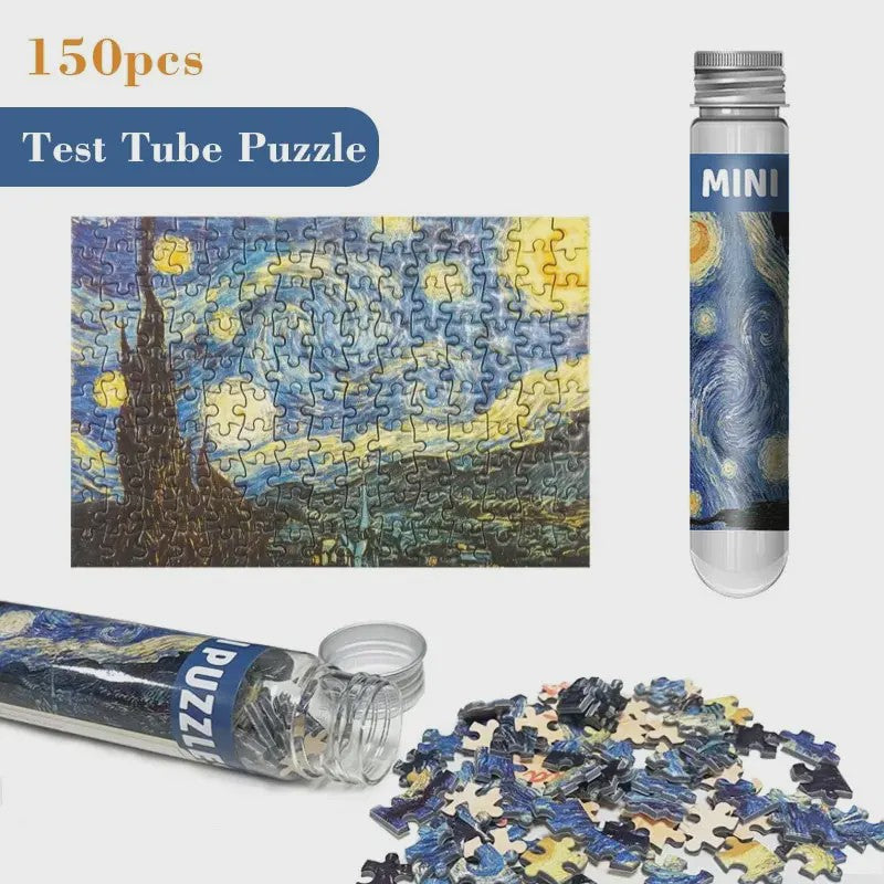 150-delige Puzzel in Proefbuis: Van Gogh's Sterrennacht - Uniek Cadeau