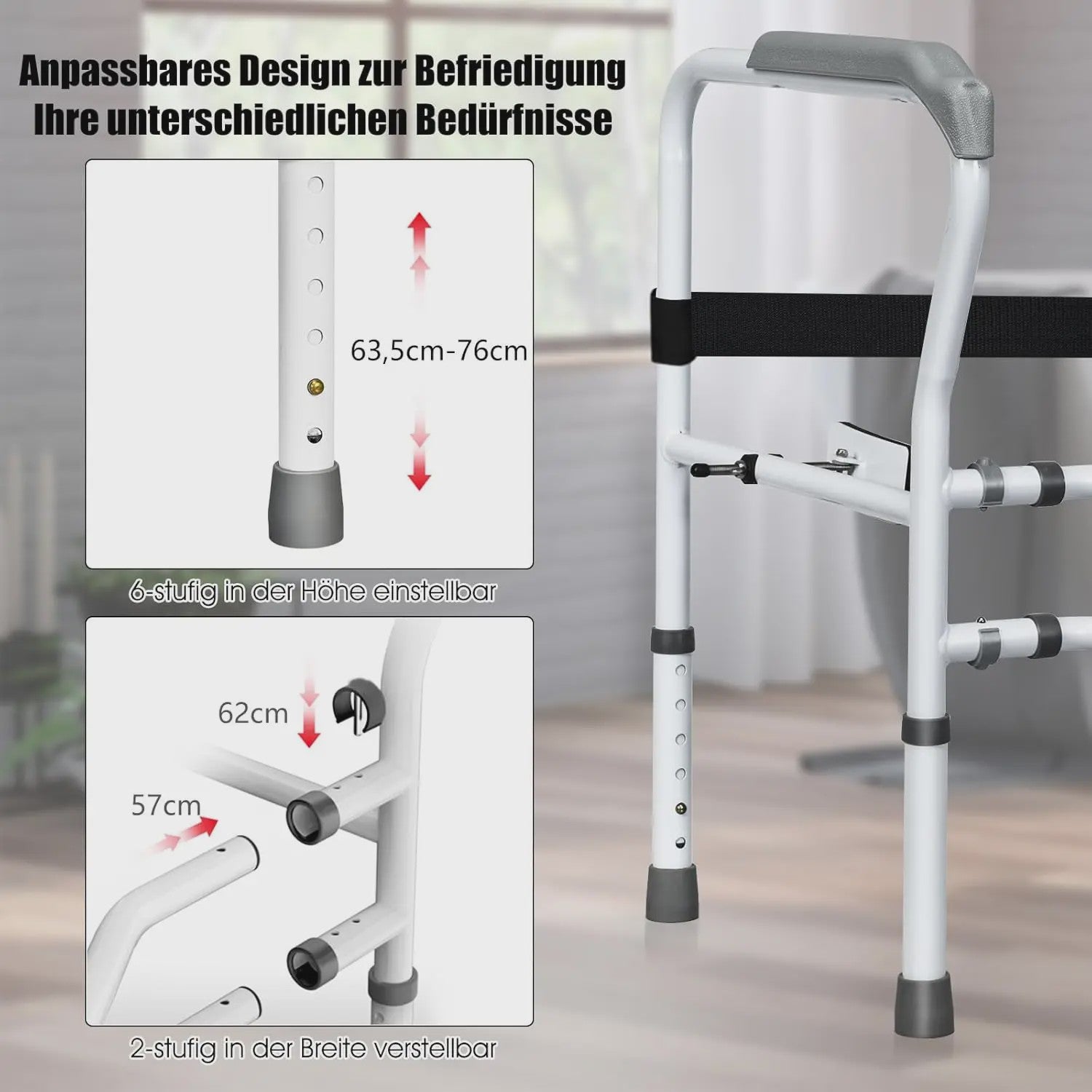 Toiletsteun met Armleuningen - In Hoogte Verstelbaar, Zonder Boren, Antislip