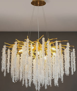 Luxe Kristallen Kroonluchter met LED - Goudkleurig - Verstelbaar - Perfect voor Woon- en Slaapkamer
