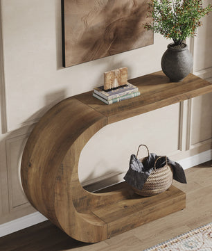 Tribesigns C-Vormige Console Tafel - Mid-Century Modern Hout - 110 cm - Entree, Hal & Woonkamer