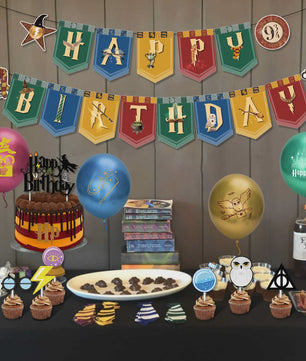 Harry Potter Verjaardagsfeest Decoratie Set - Banner, Cake Toppers & Ballonnen