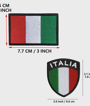 Set van 4 Italiaanse Vlag Patches met Klittenband - Borduurwerk Italia Schild