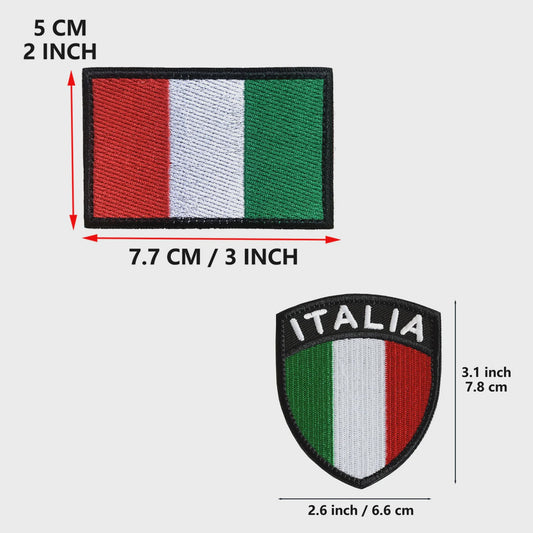 Set van 4 Italiaanse Vlag Patches met Klittenband - Borduurwerk Italia Schild