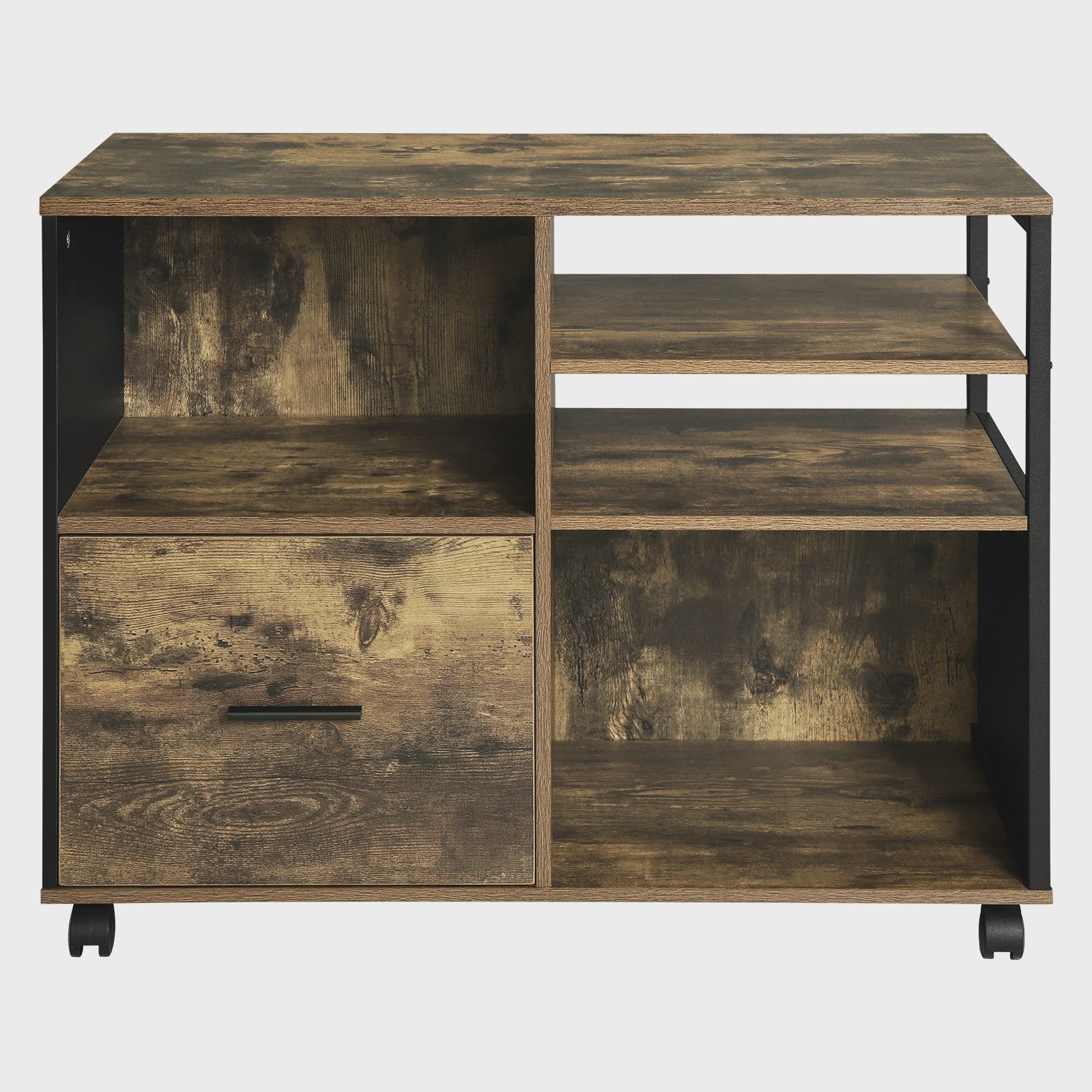 Mobiel Archiefkast Bureau met Wielen, Lades en Opbergvakken - Industrieel Design