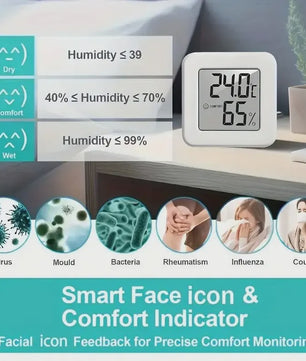Compacte Digitale Thermometer en Hygrometer - Meet Temperatuur & Vochtigheid Binnenshuis