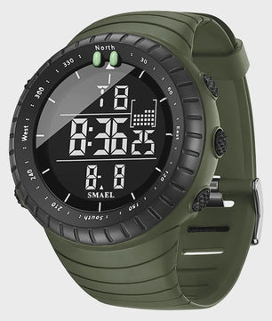 SMAEL Heren Sport Horloge - Waterdicht 50M, Digitaal LED met Alarm & Grote Wijzerplaat