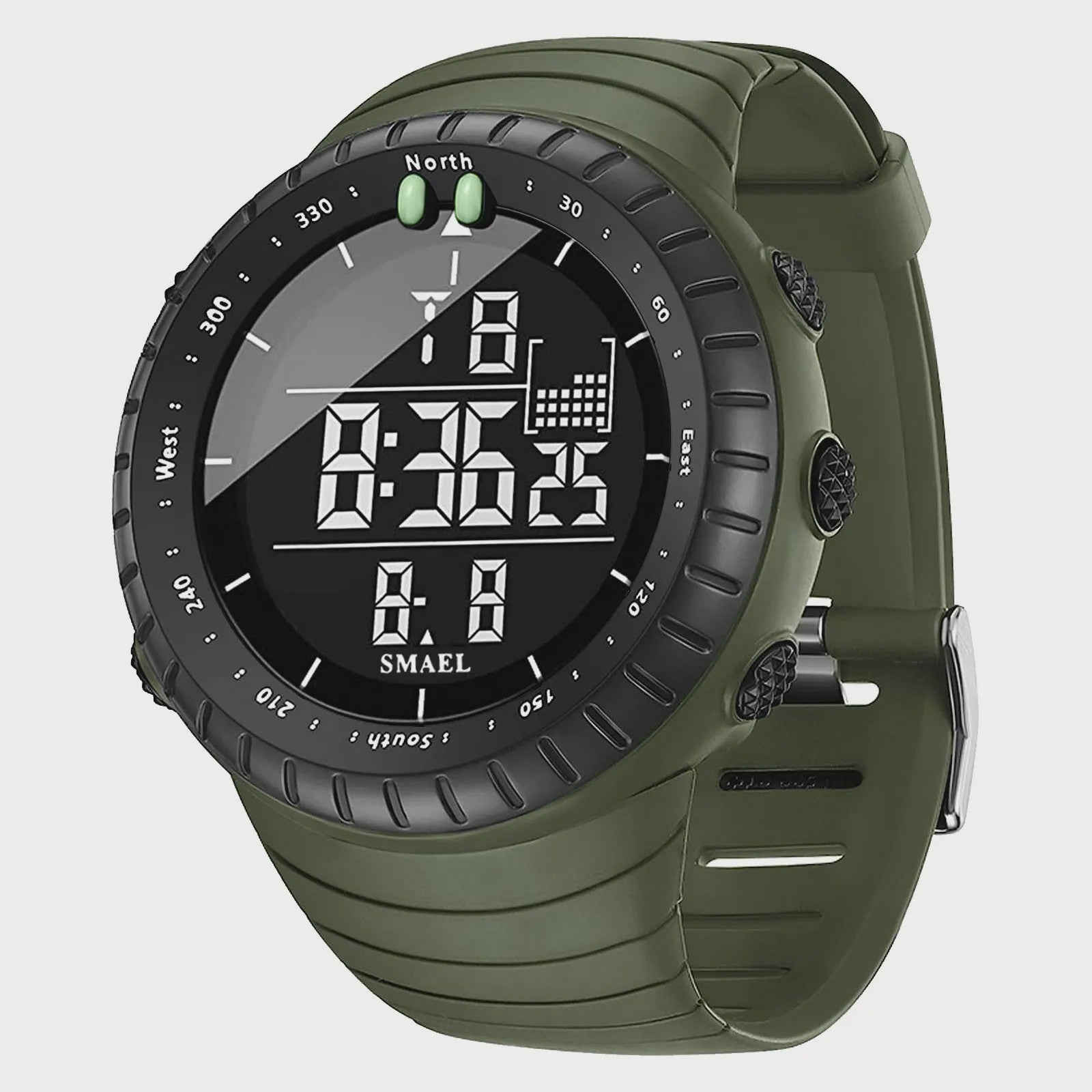 SMAEL Heren Sport Horloge - Waterdicht 50M, Digitaal LED met Alarm & Grote Wijzerplaat