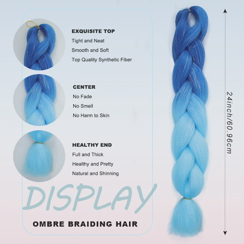 Glanzende Regenboog Jumbo Vlechten met Tinsel - Synthetisch Haar voor Festivals & Feesten