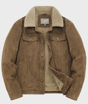 Herfst/Winter Corduroy Heren Jas - Warm & Casual Winddicht met Sherpa Voering