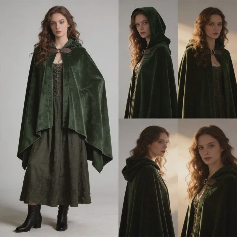 Fluwelen Kapmantel met Capuchon - Middeleeuws, Renaissance & Cosplay