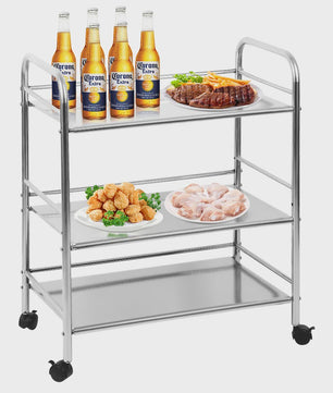 RVS Serveerwagen met 3 etages - 61x36x75cm - Keukenwagen & Transportwagen