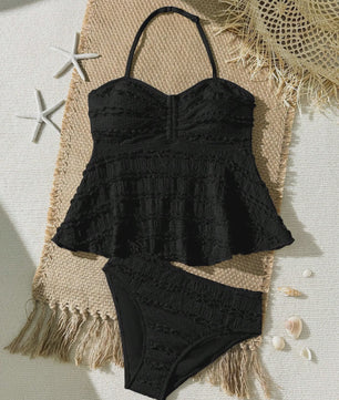 Zwemset Meisjes 2-delig Effen Kleur Tankini Badpak voor 8-16 Jaar - Zomer Strand Outfit