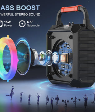 Karaoke Machine met Bluetooth, 2 Microfoons en LED Verlichting - Draagbaar Home Karaoke Systeem