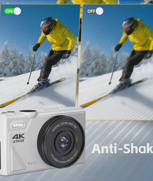 Witte Digitale Camera 64MP met 18x Zoom, WiFi & 3.0" Touchscreen - Ideaal voor Beginners, Kids, Reizen & Vlogging (64GB)