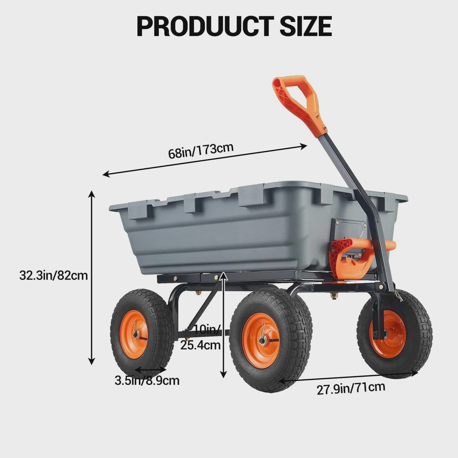 Poly Tuin Kipkar met Stalen Frame en 2-in-1 Handvat - 360kg Laadvermogen