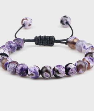 Verstelbare Natuursteen Armband - 8mm Agate & Onyx Kralen voor Mannen en Vrouwen