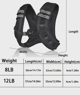 Verzwaarde Vest voor Training en Cardio - 3.6kg/5.4kg Gewicht Inbegrepen