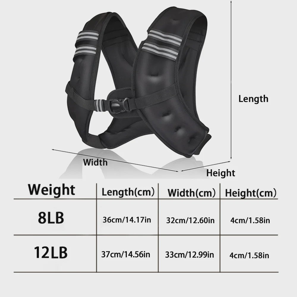 Verzwaarde Vest voor Training en Cardio - 3.6kg/5.4kg Gewicht Inbegrepen